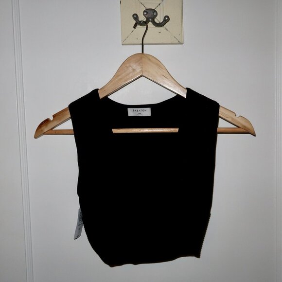 Aritzia Tops - Aritzia x Babaton "Carlotta" sculpt knit deep v tank in black